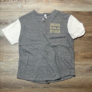 Alternative Gray and Cream Tee with Graphic